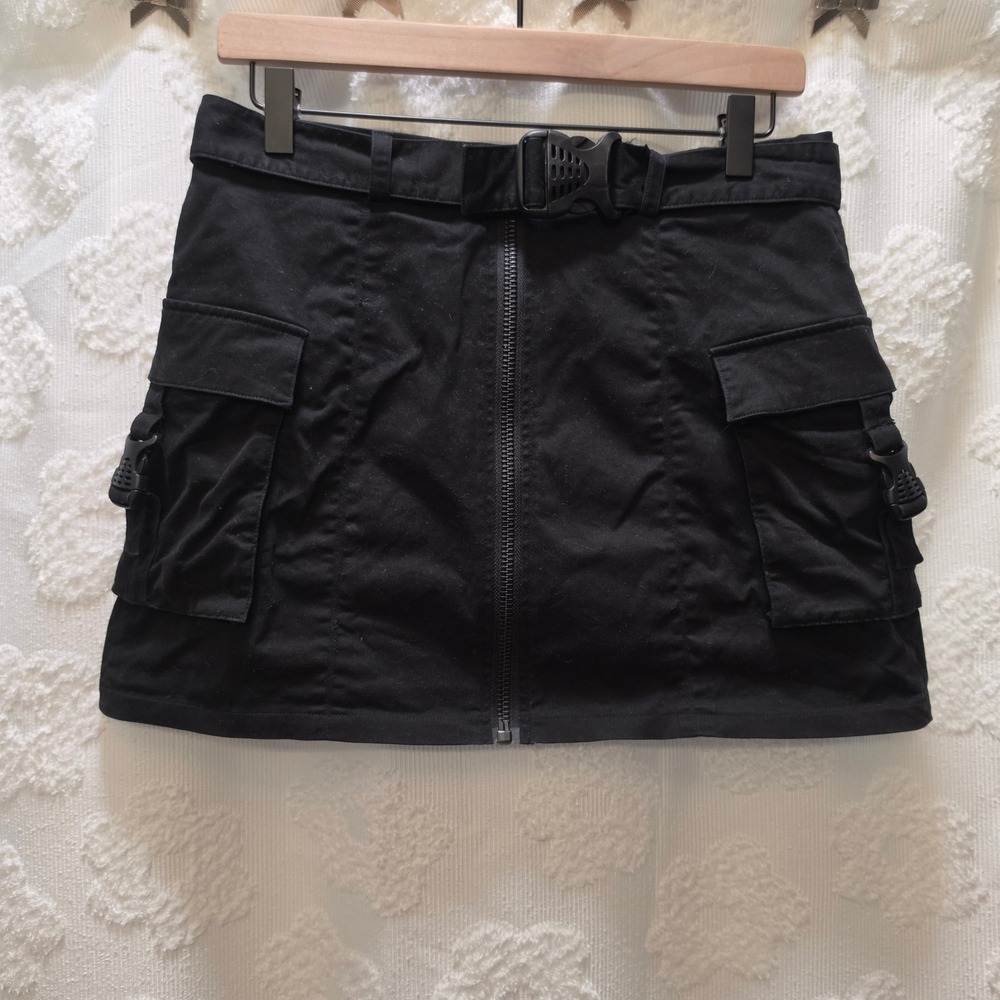 Poster Grl Dolls Kill Black Cargo Mini Skirt Buckle Utility Zip‎ Front Large